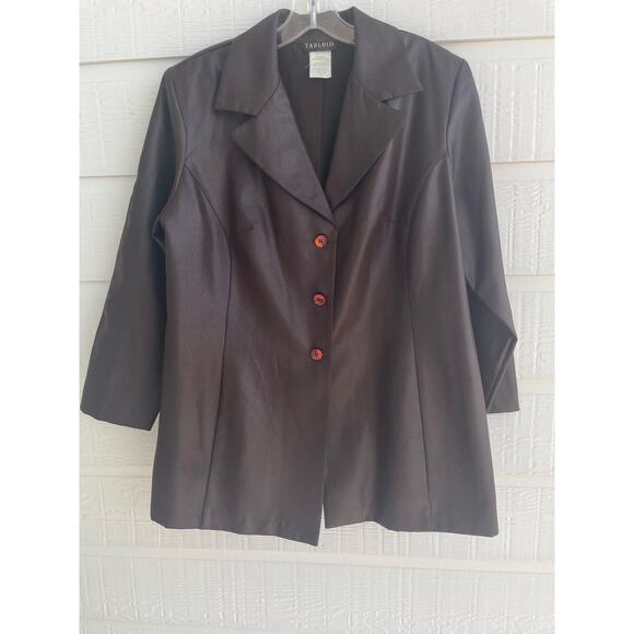 Tabloid chocolate brown 3/4 sleeve Blazer women 16 Y2K - Picture 1 of 6